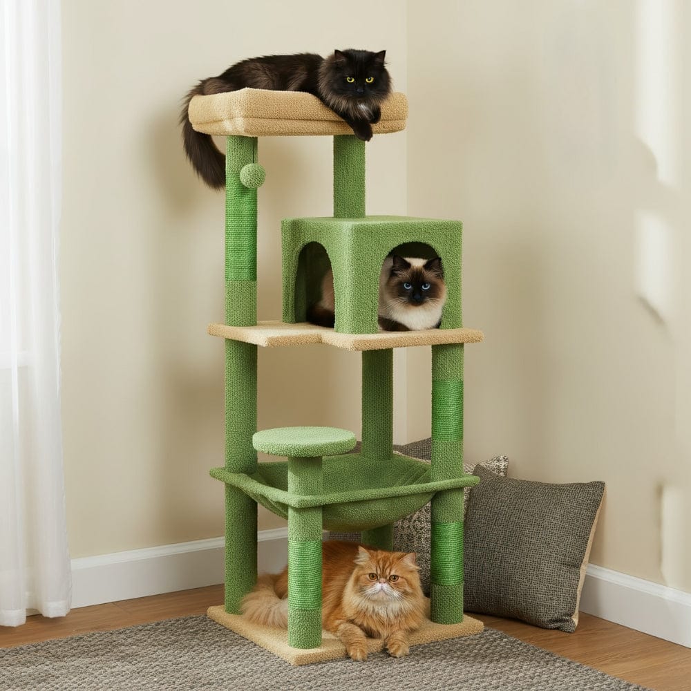 Arbre à chat hamac vert