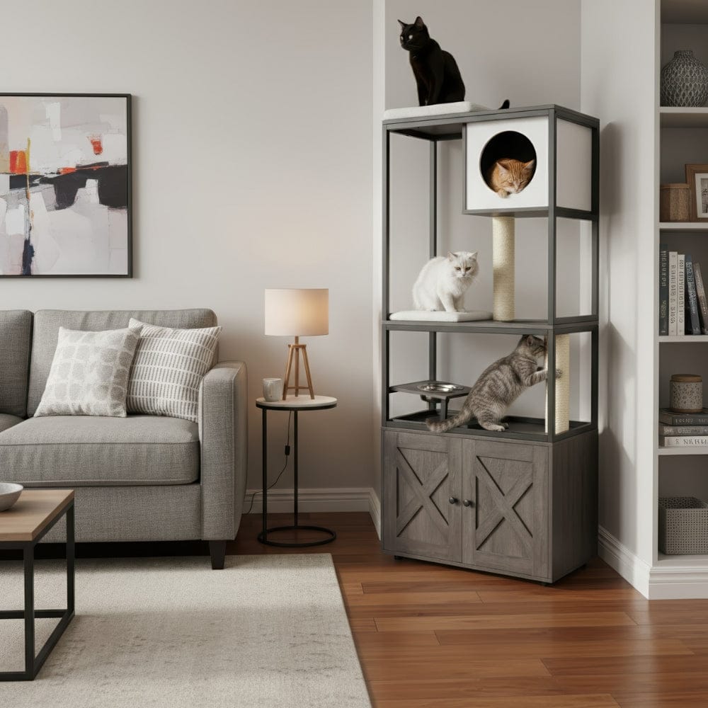 Arbre à chat litière noir