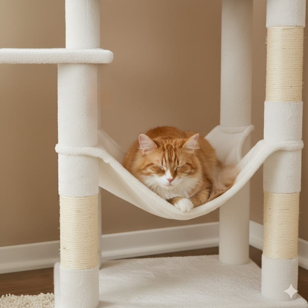 Arbre à chat maine coon blanc