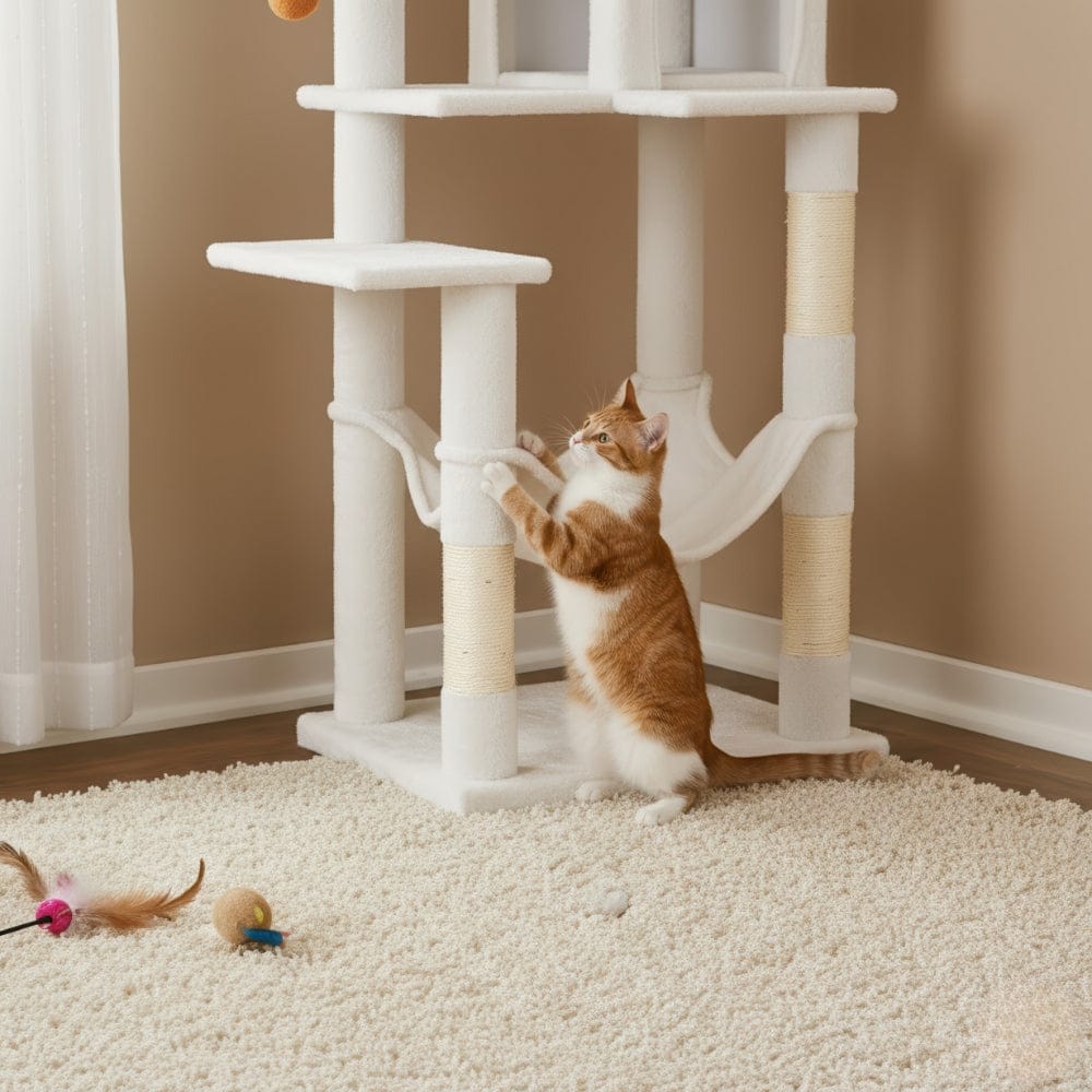 Arbre à chat maine coon blanc