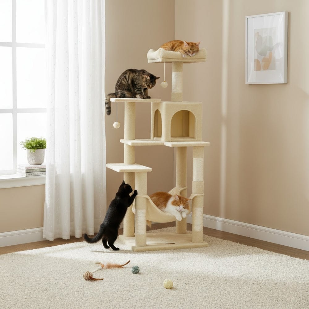 Arbre à chat maine coon crème