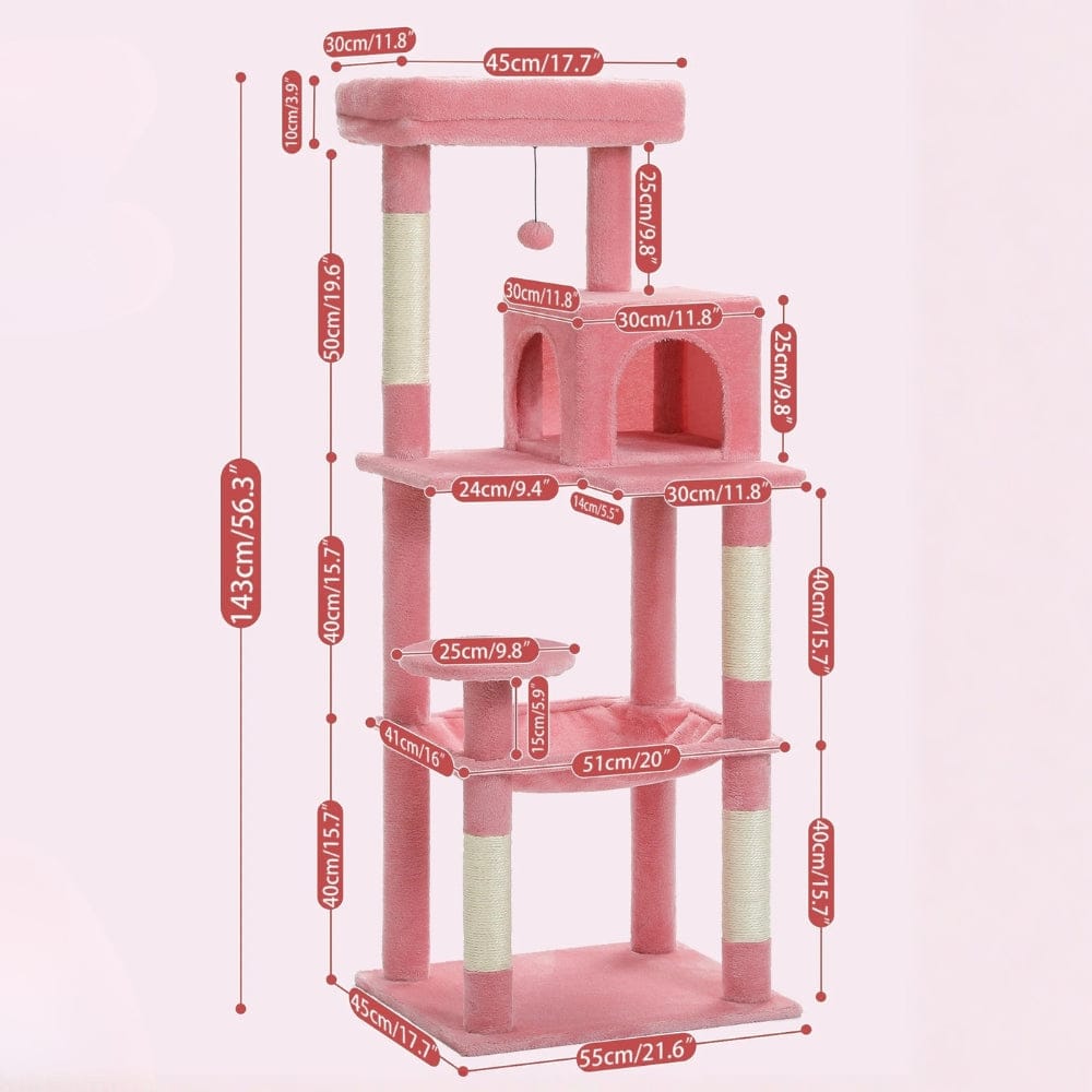 Arbre à chat moyen rose