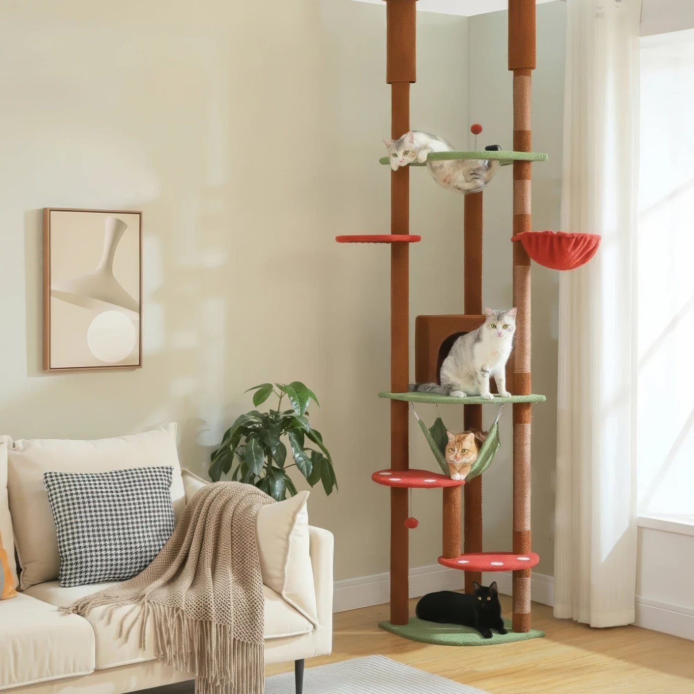 Arbre à chat plafond marron