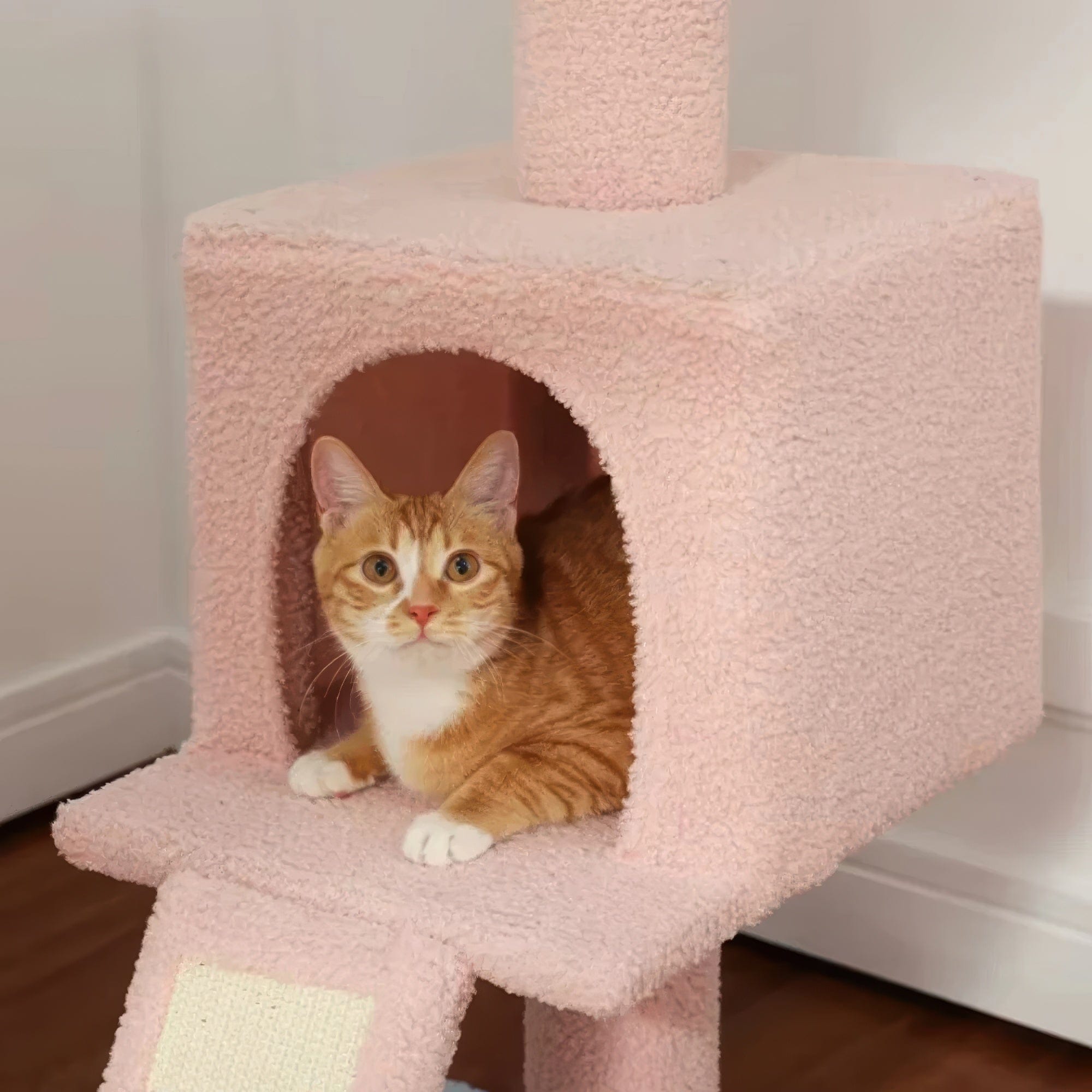 Arbre à chat plafond rose