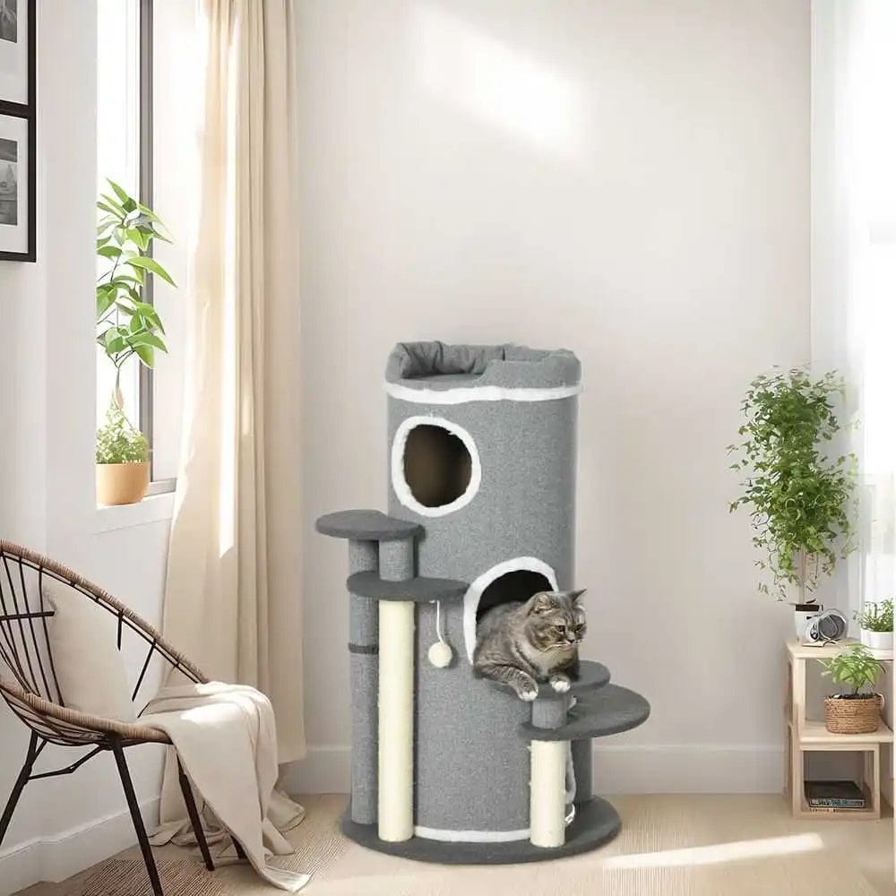 Arbre à chat tube gris